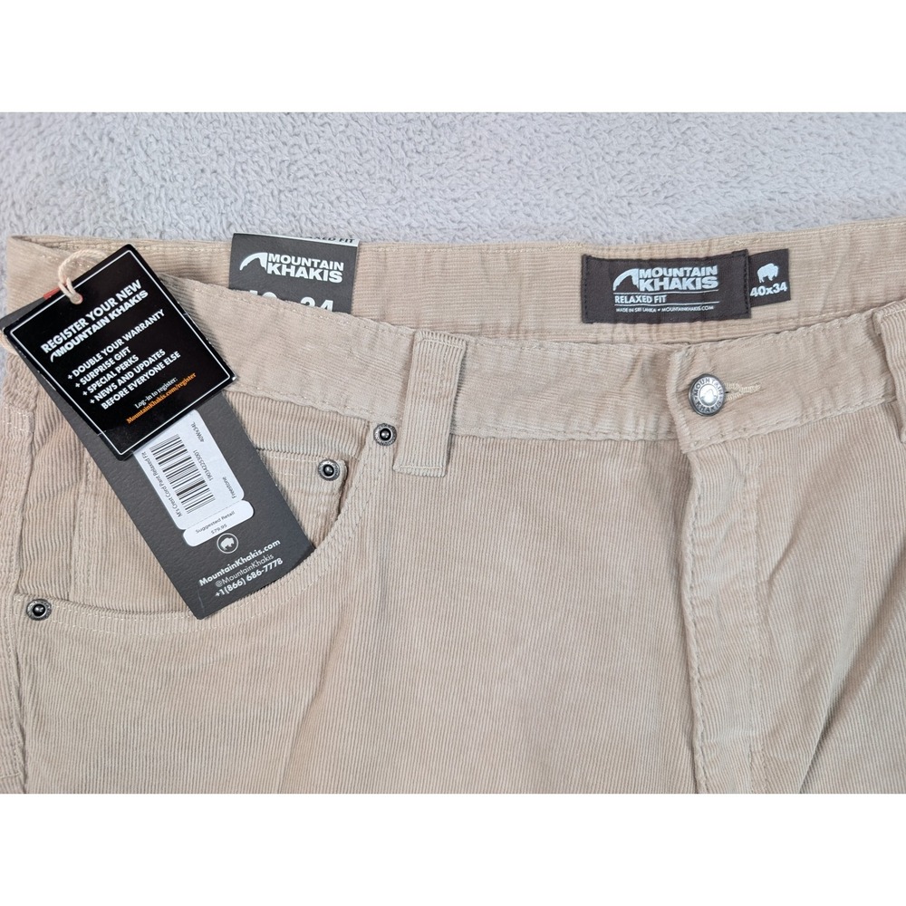 Mountain Khakis Mens Crest Cord Pant Relaxed Fit Freestone Tan 40x34 NWT - Picture 2 of 7